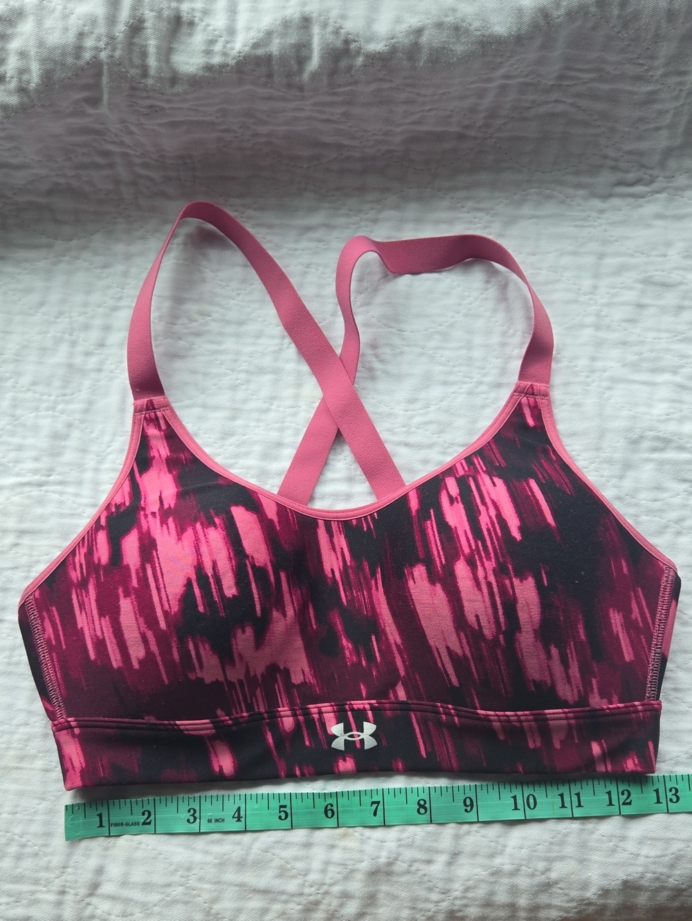 Under Armour Crossback Pink Printed Sports Bra, sM